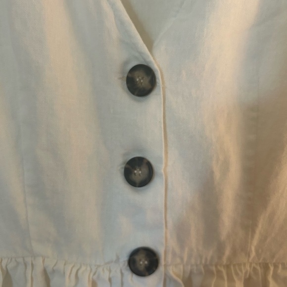 ZARA White Linen Button Down Dress with Pockets // XS - Picture 4 of 9